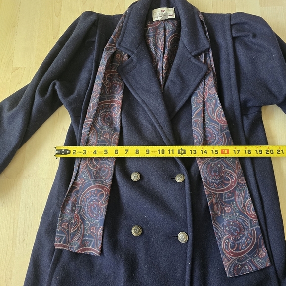 Vintage Worthington Essentials Petite trench coat wool size 12 petite with scarf - Picture 7 of 9